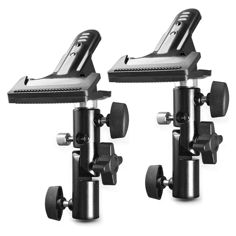 SLOW DOLPHIN Photo Studio Heavy Duty Metal Clamp Holder with 5/8 Light Stand and Umbrella Reflector Holder(2 PCS) - Image 1